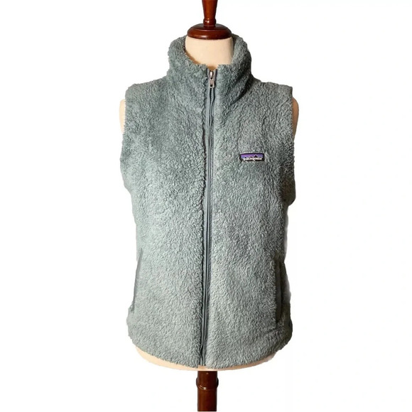 Patagonia Los Gatos Vest Women’s Size Large Teal Green Fleece Full Zip Sherpa - Picture 1 of 8